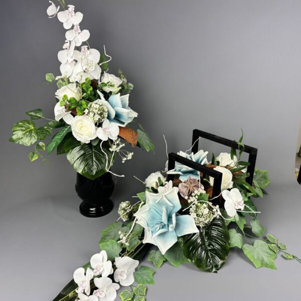 nowoczesny komplet na cmentarz stroik i bukiet